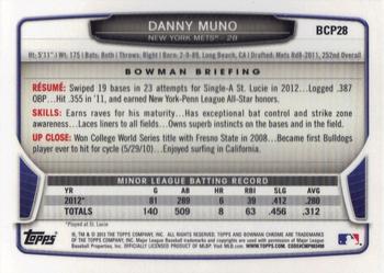 2013 Bowman - Chrome Prospects #BCP28 Danny Muno Back