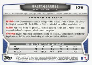 2013 Bowman - Chrome Prospects #BCP39 Brett Gerritse Back
