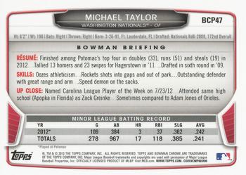 2013 Bowman - Chrome Prospects #BCP47 Michael Taylor Back