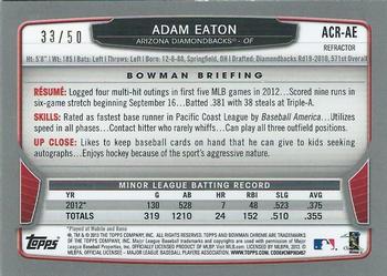 2013 Bowman - Chrome Rookie Autographs Orange Refractors #AE Adam Eaton Back