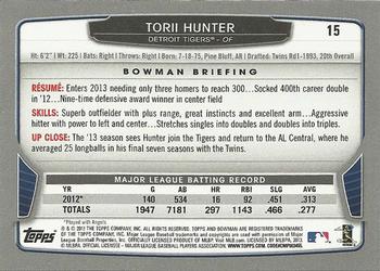 2013 Bowman - Gold #15 Torii Hunter Back