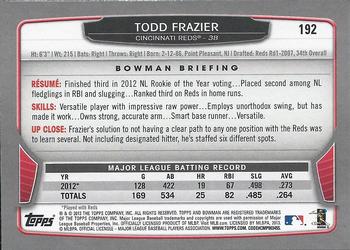 2013 Bowman - Gold #192 Todd Frazier Back
