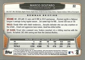 2013 Bowman - Gold #22 Marco Scutaro Back