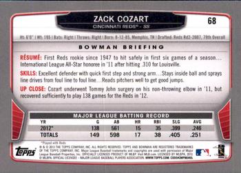 2013 Bowman - Gold #68 Zack Cozart Back