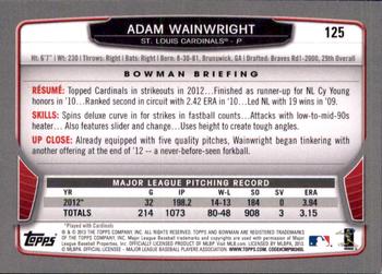 2013 Bowman - Gold #125 Adam Wainwright Back