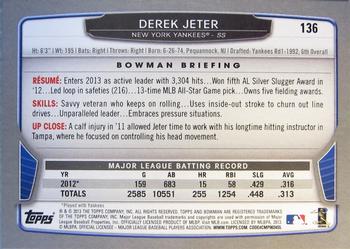 2013 Bowman - Gold #136 Derek Jeter Back