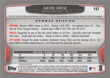 2013 Bowman - Gold #147 David Ortiz Back