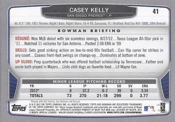 2013 Bowman - Hometown #41 Casey Kelly Back