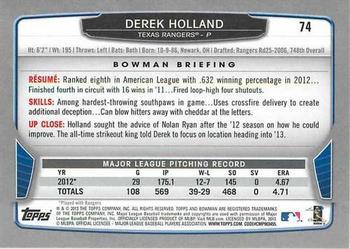 2013 Bowman - Hometown #74 Derek Holland Back