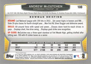 2013 Bowman - Hometown #100 Andrew McCutchen Back