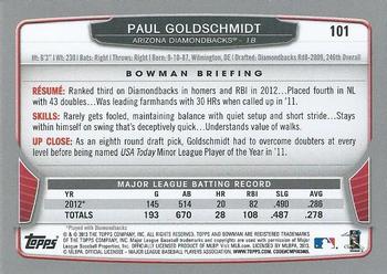2013 Bowman - Hometown #101 Paul Goldschmidt Back