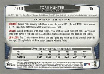 2013 Bowman - Orange #15 Torii Hunter Back