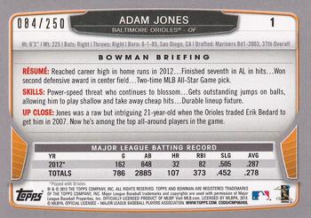 2013 Bowman - Orange #1 Adam Jones Back
