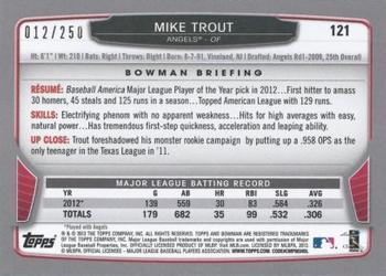 2013 Bowman - Orange #121 Mike Trout Back