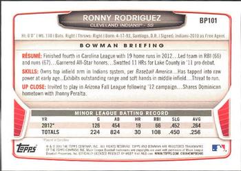 2013 Bowman - Prospects #BP101 Ronny Rodriguez Back