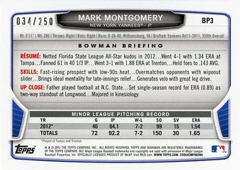 2013 Bowman - Prospects Orange #BP3 Mark Montgomery Back