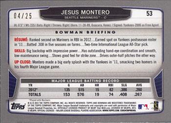 2013 Bowman - Red Ice #53 Jesus Montero Back