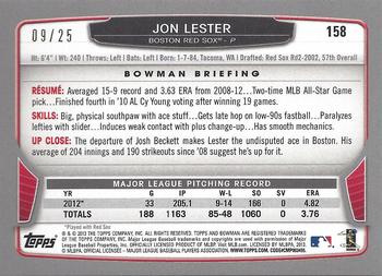 2013 Bowman - Red Ice #158 Jon Lester Back