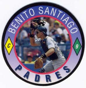 1992 Score Coca-Cola/Hardee's Major League Line-Up Discs #14 Benito Santiago Front