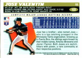 1996 Topps #122 Jose Valentin Back