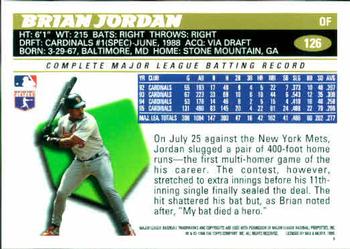 1996 Topps #126 Brian Jordan Back