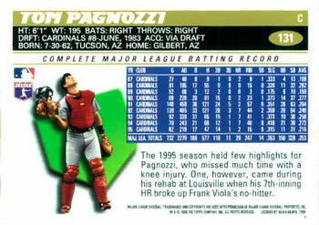1996 Topps #131 Tom Pagnozzi Back