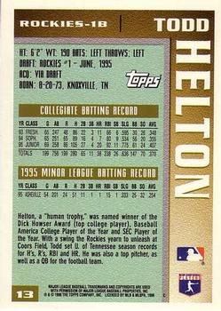 1996 Topps #13 Todd Helton Back