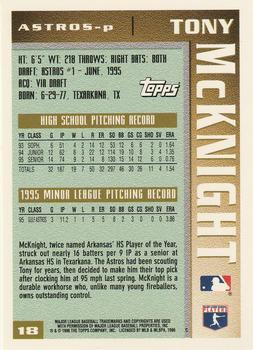 1996 Topps #18 Tony McKnight Back