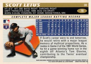 1996 Topps #78 Scott Leius Back