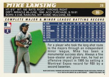 1996 Topps #86 Mike Lansing Back