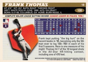 1996 Topps #100 Frank Thomas Back