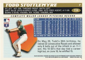 1996 Topps #114 Todd Stottlemyre Back