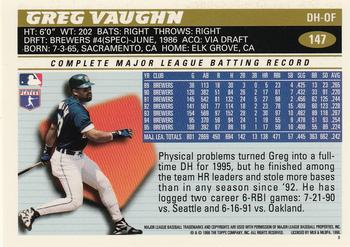 1996 Topps #147 Greg Vaughn Back