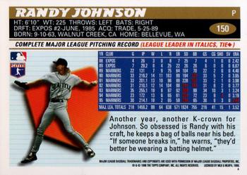 1996 Topps #150 Randy Johnson Back