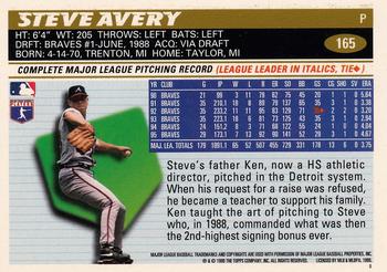 1996 Topps #165 Steve Avery Back