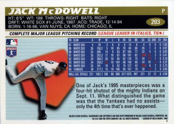 1996 Topps #203 Jack McDowell Back