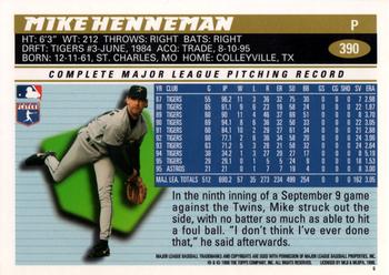 1996 Topps #390 Mike Henneman Back