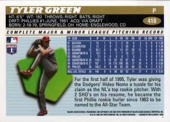 1996 Topps #418 Tyler Green Back