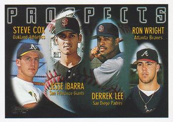 1996 Topps #424 Steve Cox / Jesse Ibarra / Derrek Lee / Ron Wright Front