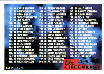 1996 Topps #220 Checklist: 111-220 Front
