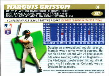 1996 Topps #297 Marquis Grissom Back