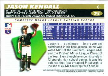 1996 Topps #342 Jason Kendall Back