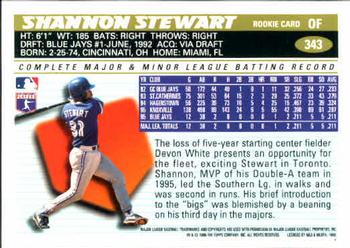 1996 Topps #343 Shannon Stewart Back