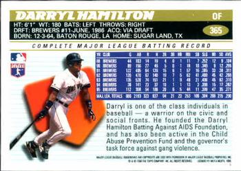 1996 Topps #365 Darryl Hamilton Back