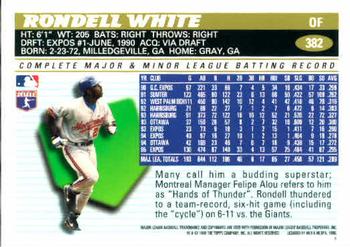 1996 Topps #382 Rondell White Back