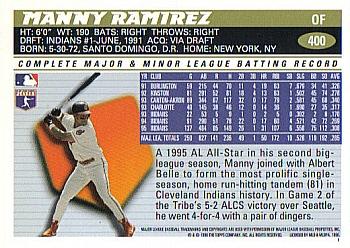 1996 Topps #400 Manny Ramirez Back