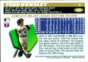 1996 Topps #409 Todd Hundley Back