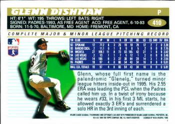 1996 Topps #410 Glenn Dishman Back