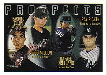 1996 Topps #428 Bartolo Colon / Doug Million / Rafael Orellano / Ray Ricken Front