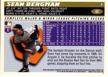 1996 Topps #42 Sean Bergman Back